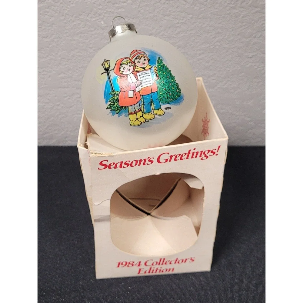 Vintage 1984 Campbell's Kids Collector's Edition Christmas Glass Ball Ornament